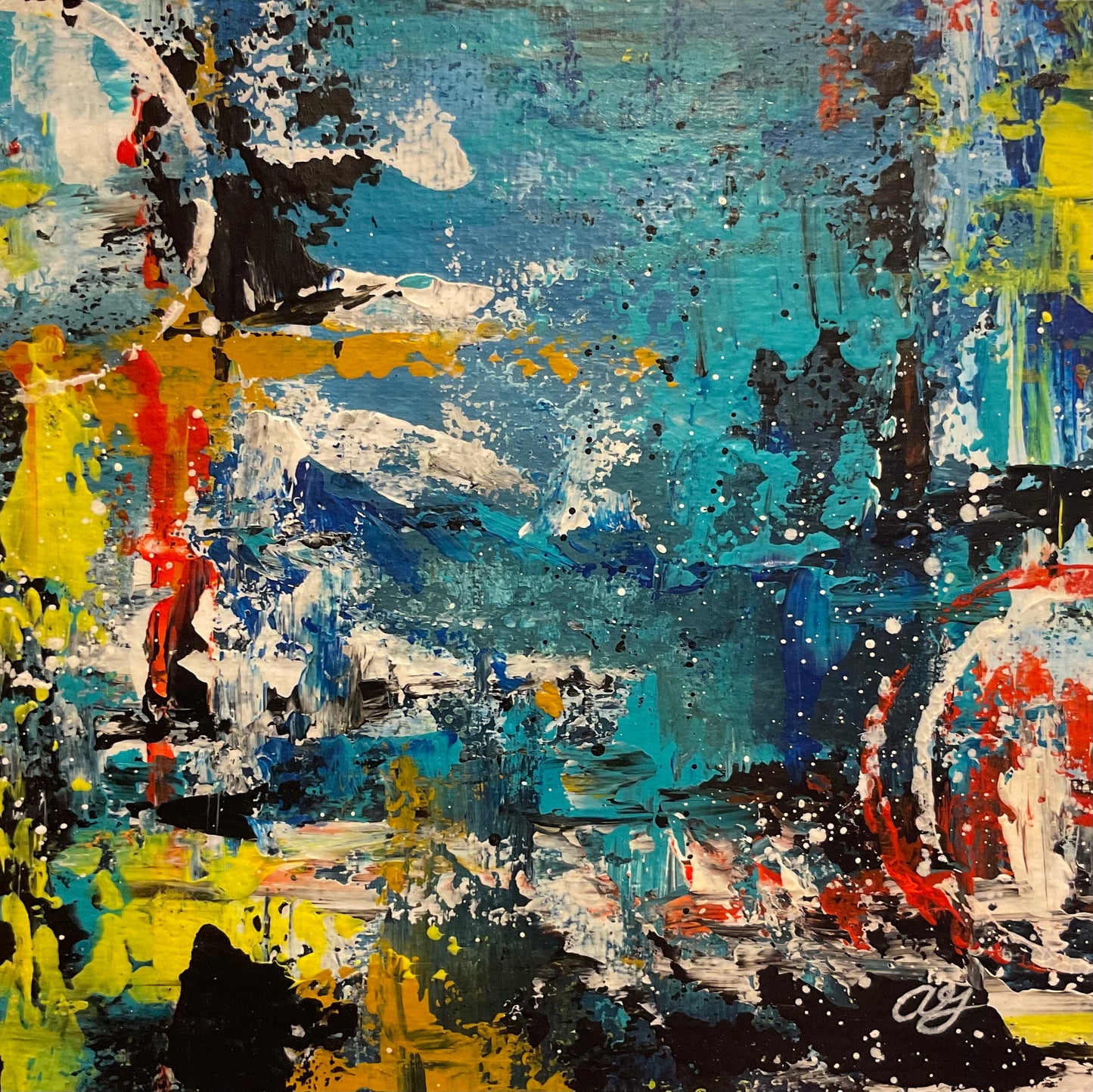 Aquatic Reverie 1.3 8x8x0.75 hollowed wood block 3970B815-5924-4102-BE8F-09C04C3A03E8 Gatlin Galleries Store