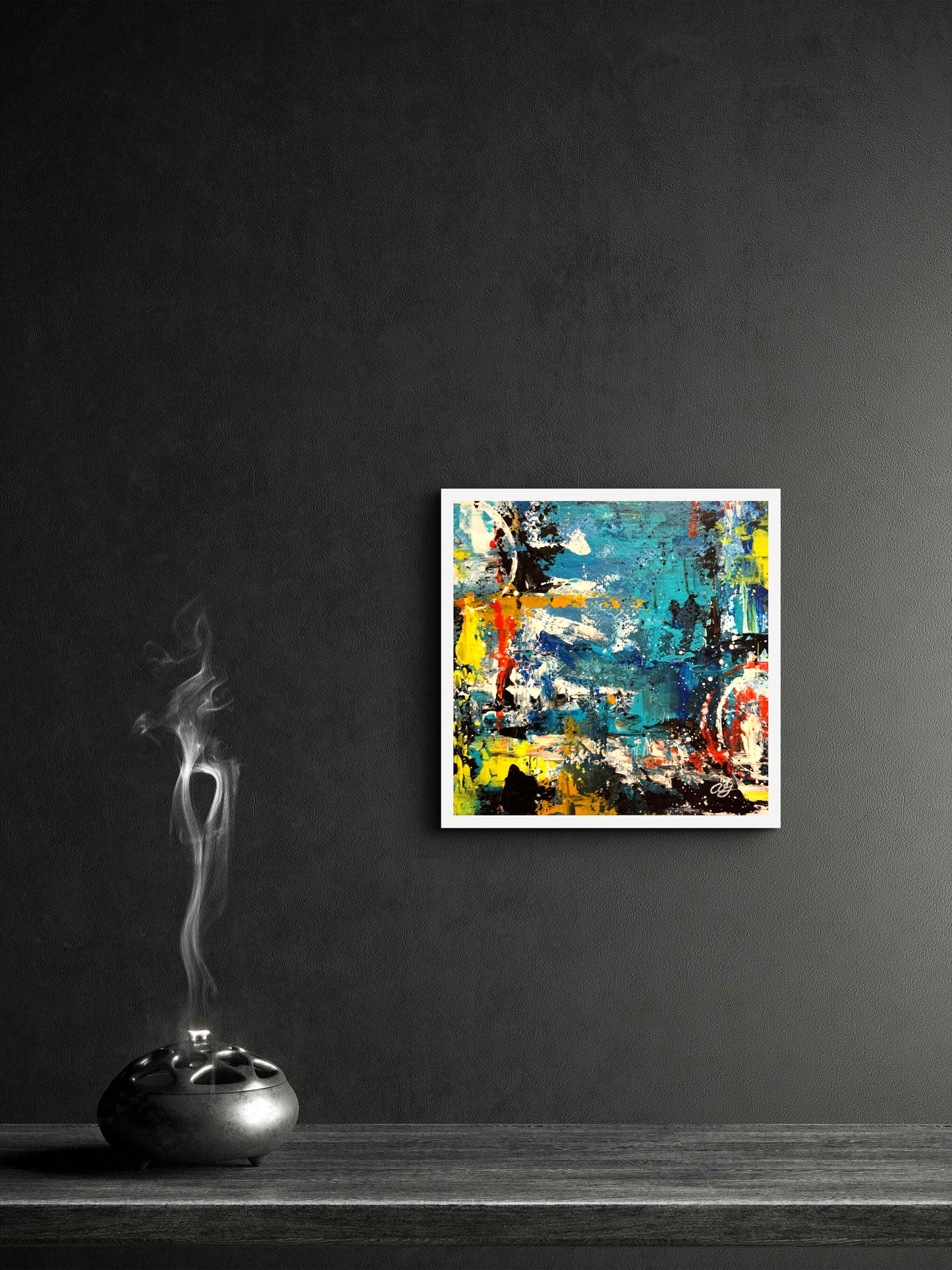 Aquatic Reverie 1.3 8x8x0.75 hollowed wood block 862E77D0-7E51-4074-B17C-A8C315DC0028 Gatlin Galleries Store