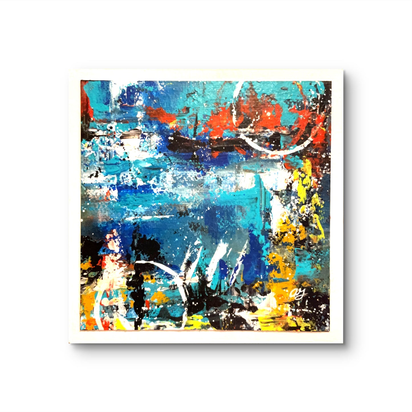 Aquatic Reverie 1.2 8x8x0.75 hollowed wood block D19A30F7-24BA-48F9-8479-8E9FAB42F0E6 Gatlin Galleries Store