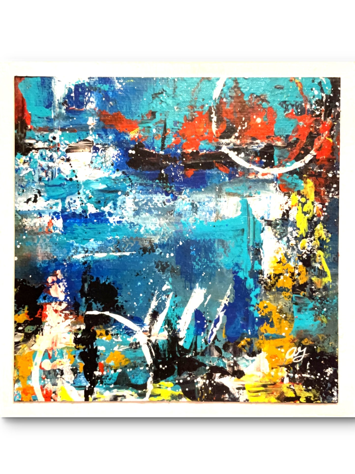 Aquatic Reverie 1.2 8x8x0.75 hollowed wood block F51EB8C6-92FA-4EEE-AE76-D14DEF90F612 Gatlin Galleries Store