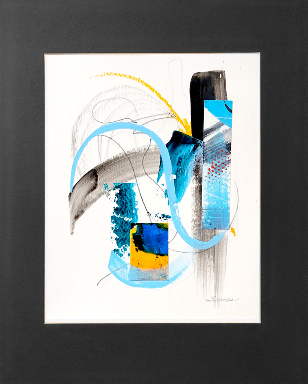 Mixed Media Matted 2 Artwork Blue_Yellow_Solo Gatlin Galleries Store
