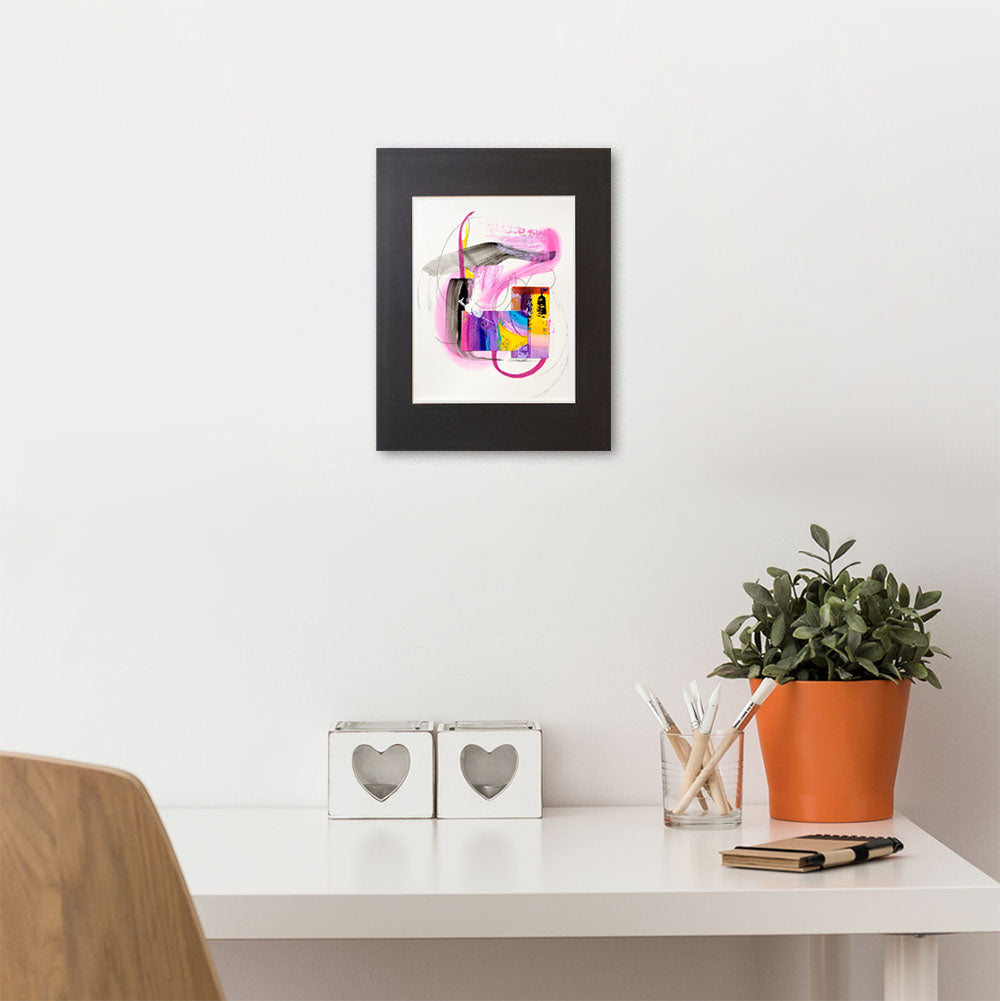 Mixed Media Matted 3 Artwork Pink_Yellow_Desk Gatlin Galleries Store