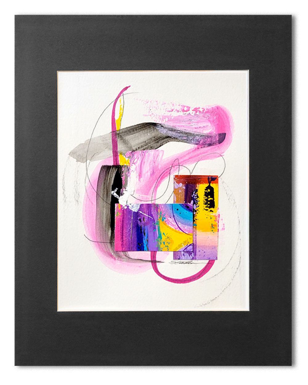 Mixed Media Matted 3 Artwork Pink_Yellow_Full Gatlin Galleries Store