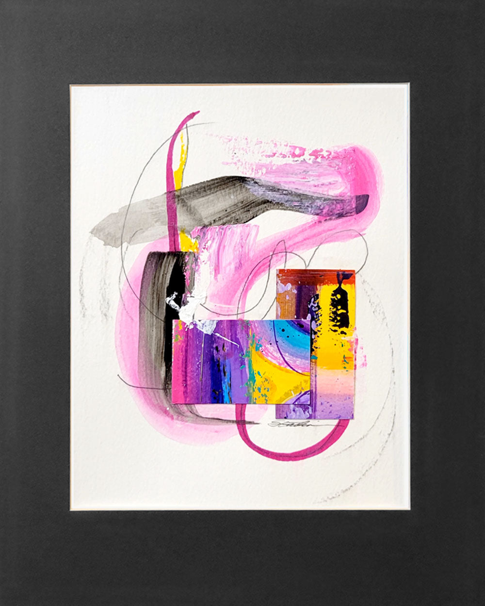 Mixed Media Matted 3 Artwork Pink_Yellow_Solo Gatlin Galleries Store