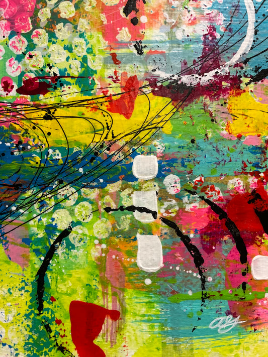 Fluorescent Rush 1.2 8x8x0.75 hollowed wood block 50ECA3FF-7218-4319-8EA8-4DCD4806555E Gatlin Galleries Store